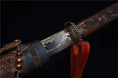 1095 Carbon Steel Forged Chinese Kang Xi Bao Dao Sword with Rosewood Handle - Authentic Traditional Blade for Martial Arts, Collectors & Home Display