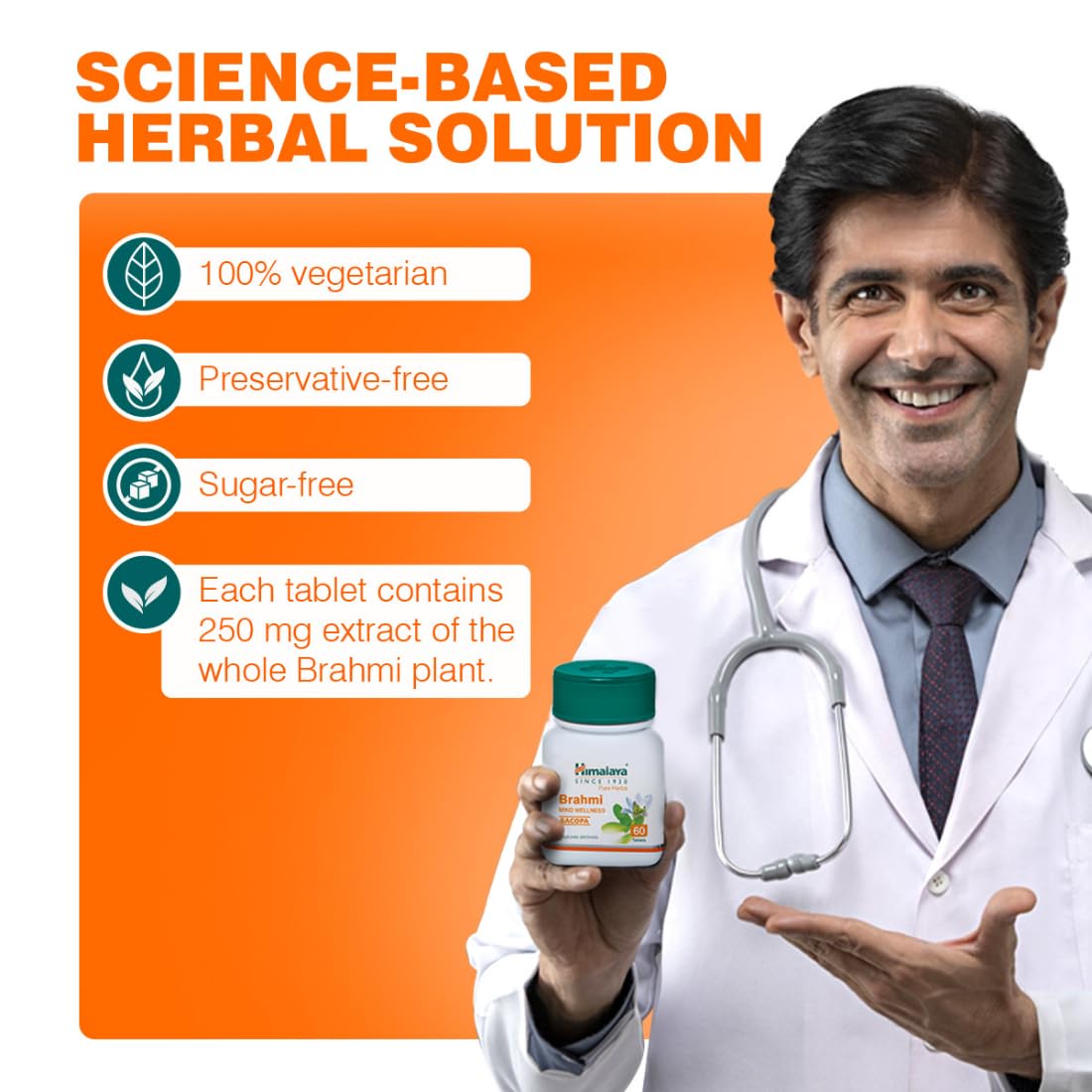 Himalaya Wellness Pure Herbs Brahmi Mind Wellness Supplement | 60 Tablets | Improves Alertness & Cognitive Function | Natural Brain Support for Focus, Memory & Stress Relief | Ideal for Students, Professionals & Busy Lifestyles