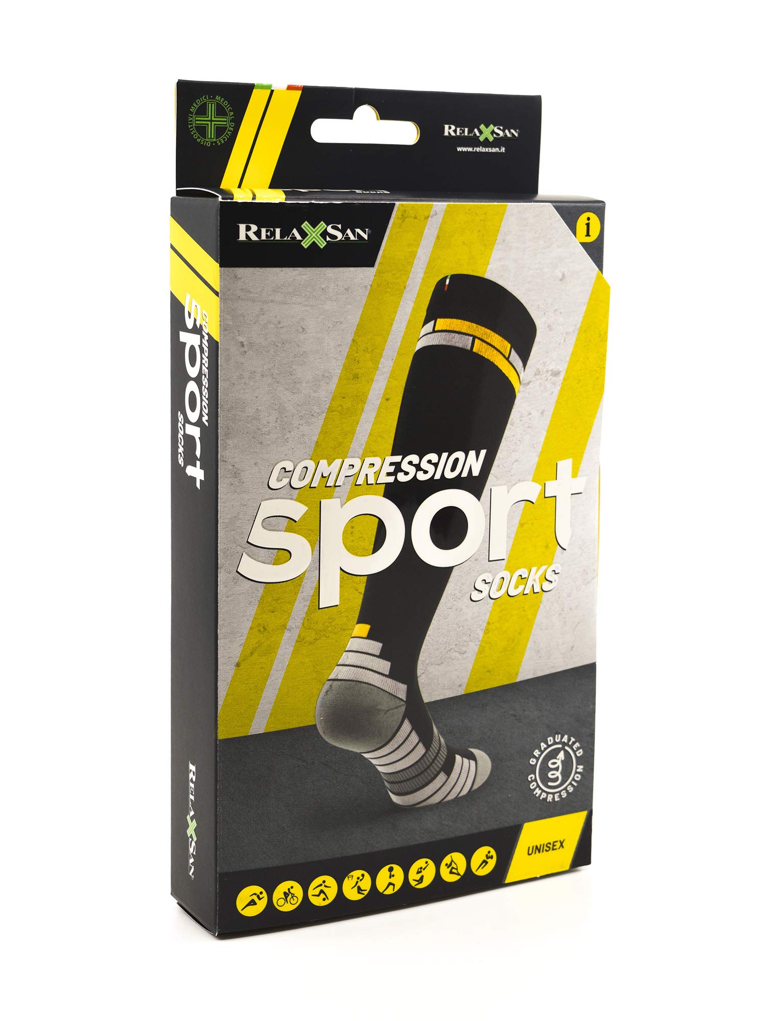 Relaxsan Italy Made Knee High Compression Socks for Women & Men (18-22 mmHg) - Sports Support Hose for Running, Travel & Circulation - 800 Denier Medical Socks