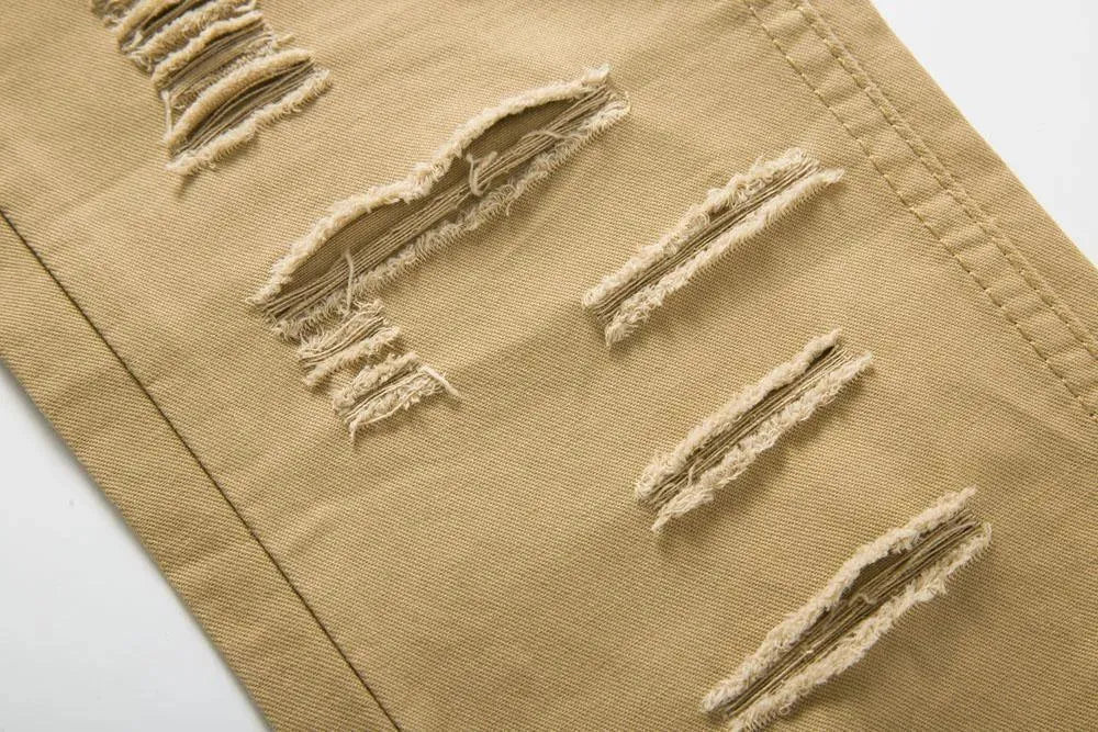 Distressed Ripped Jeans for Men - Trendy Hole Detail Denim Pants | Casual Streetwear & Everyday Wear