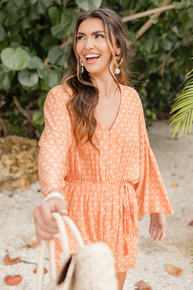 Fun Orange Printed Romper for Women - Playful & Comfortable Jumpsuit - Perfect for Summer Outings, Beach Vacations & Casual Wear