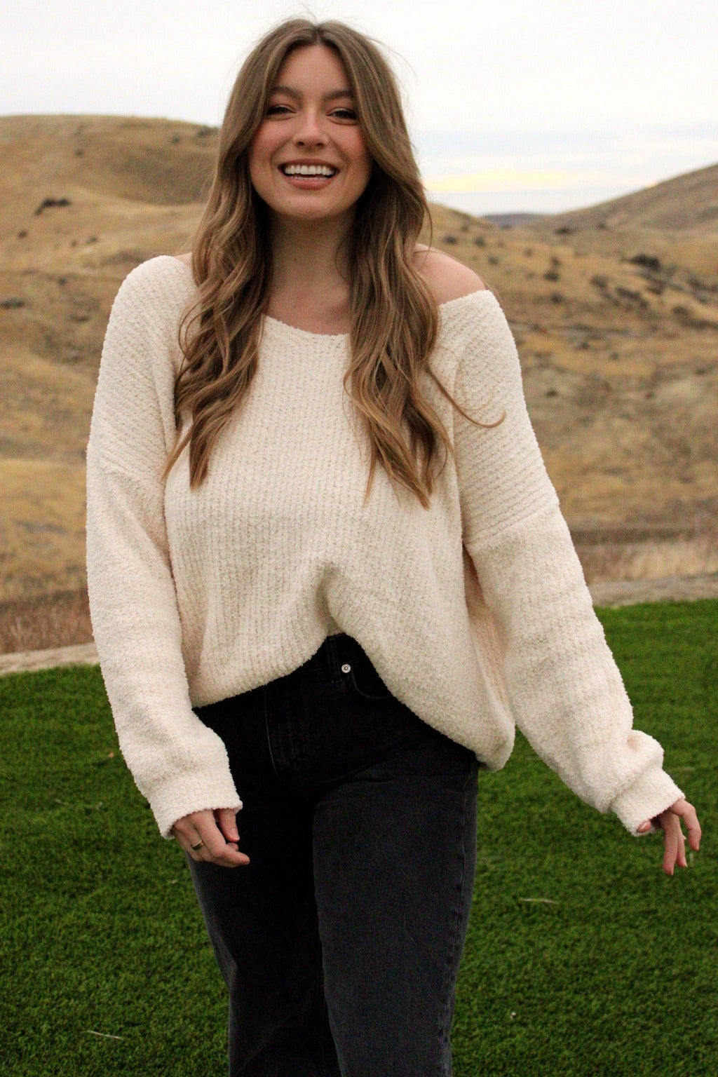Beige V Neck Soft Sweater for Women - Cozy Knit Pullover Sweater for Fall & Winter - Perfect for Casual Outfits, Office Wear, and Layering