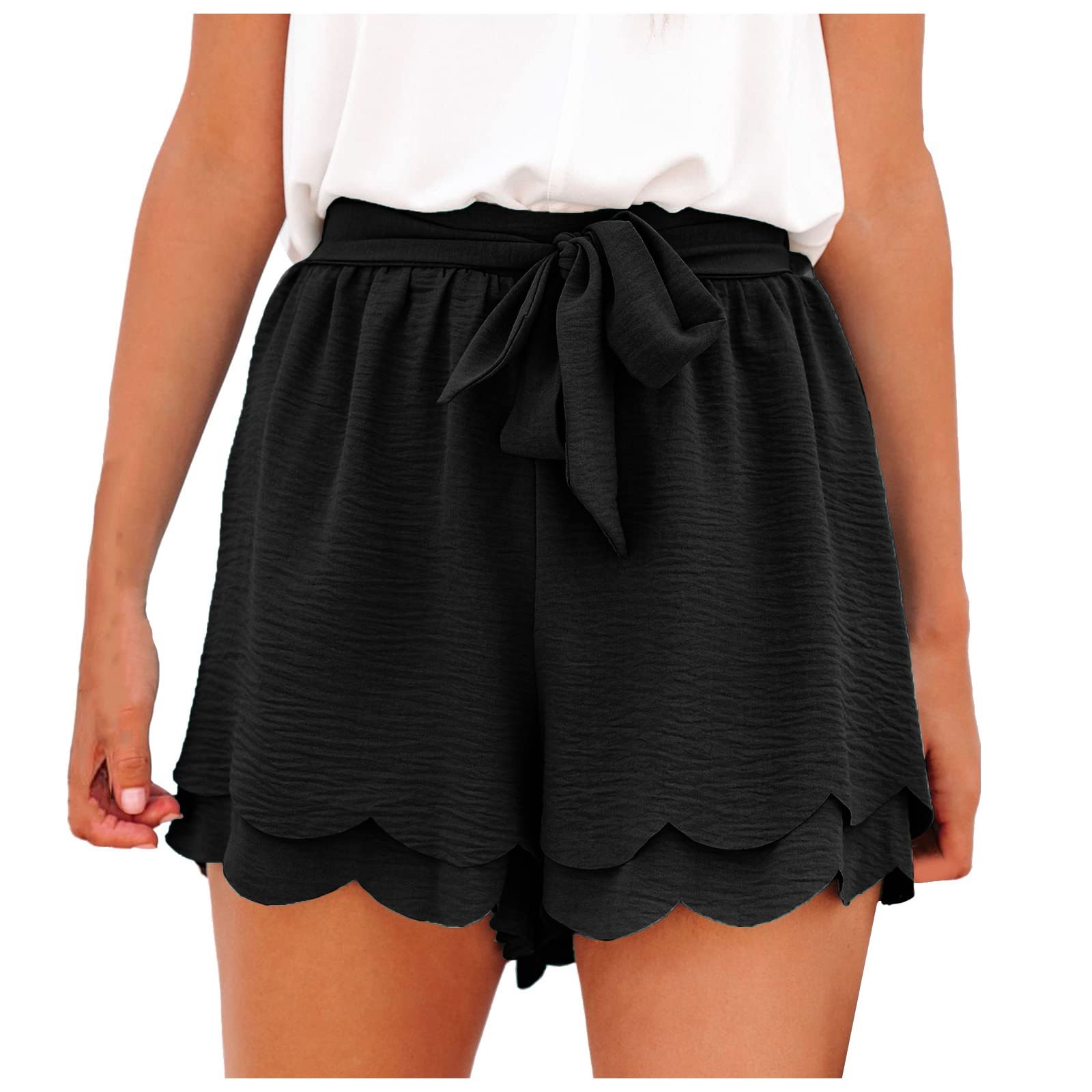 BUYYA Women's Casual Summer Shorts - Elastic Waist Comfortable Shorts with Pockets for Beach, Workout, Yoga & Everyday Wear