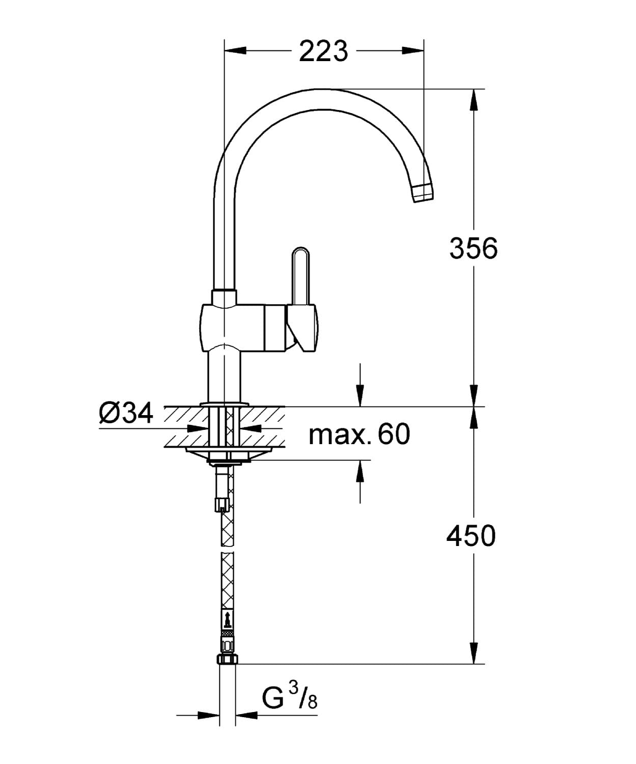 GROHE 32452000 Flair Kitchen Faucet - Modern Pull-Down Sprayer for Easy Dishwashing & Food Prep | Perfect for Home & Restaurant Kitchens