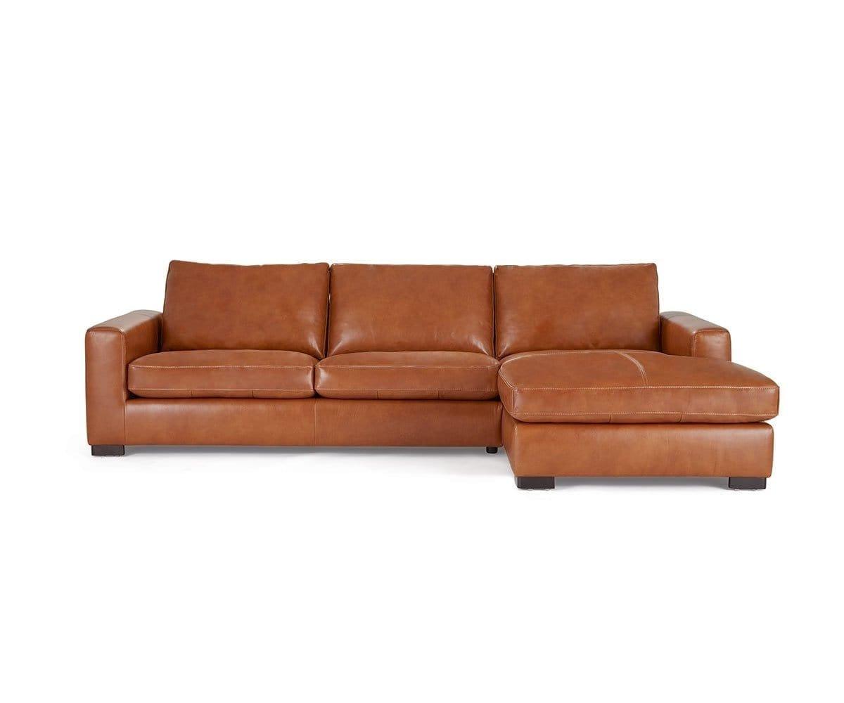 Braxten Genuine Leather Right Chaise Sectional Sofa - Modern L-Shaped Couch for Living Room, Family Room & Home Theater - Comfortable & Stylish Leather Furniture