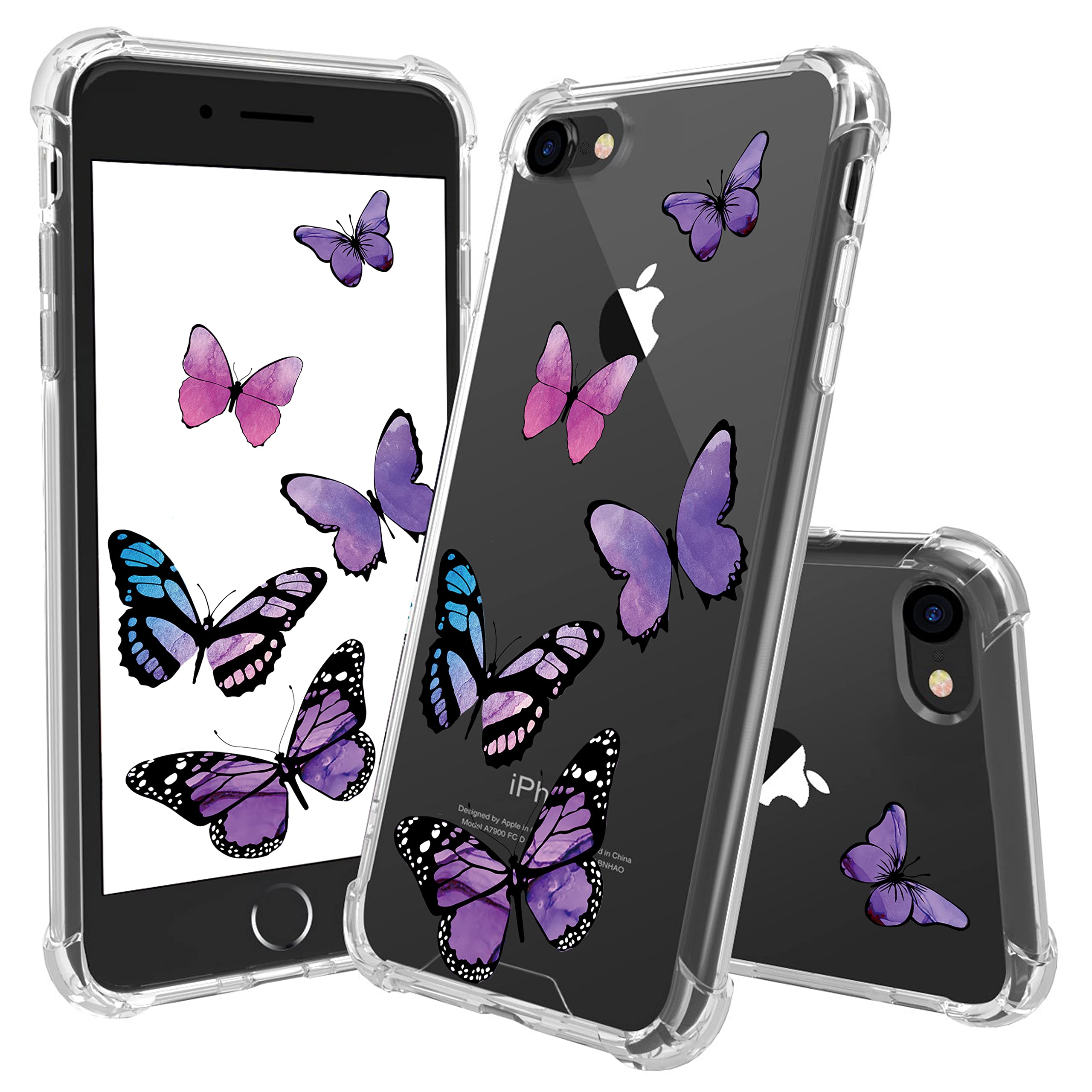 Cute Butterfly Aesthetic Case for iPod Touch 5/6/7 - Kawaii Girly Phone Cover, Shockproof Soft TPU Bumper, Trendy & Unique Design for Women & Girls - Perfect for School, Work & Everyday Use