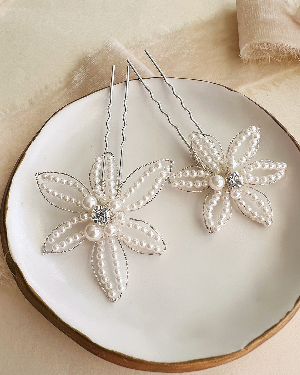 Cosamia Pearl Hair Pins Set of 2 - Elegant Hair Accessories for Bridal, Prom & Special Occasions