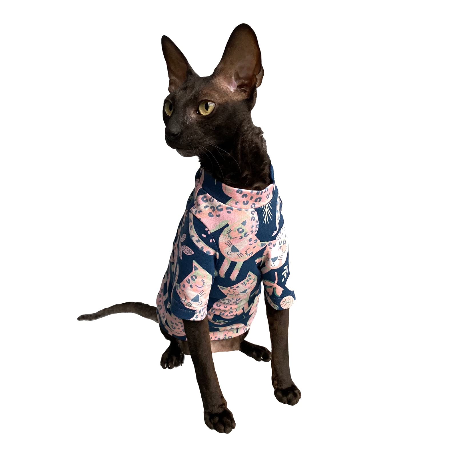 Soft Cotton Stretch T-Shirt for Sphynx Cats - XL Size | Comfortable Hairless Cat Clothing for All Seasons | Perfect for Indoor Warmth & Stylish Pet Fashion