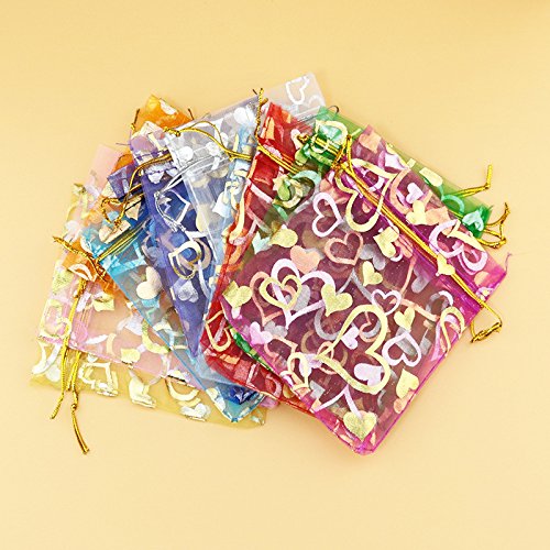 100pcs Orange Organza Wedding Favor Bags 4