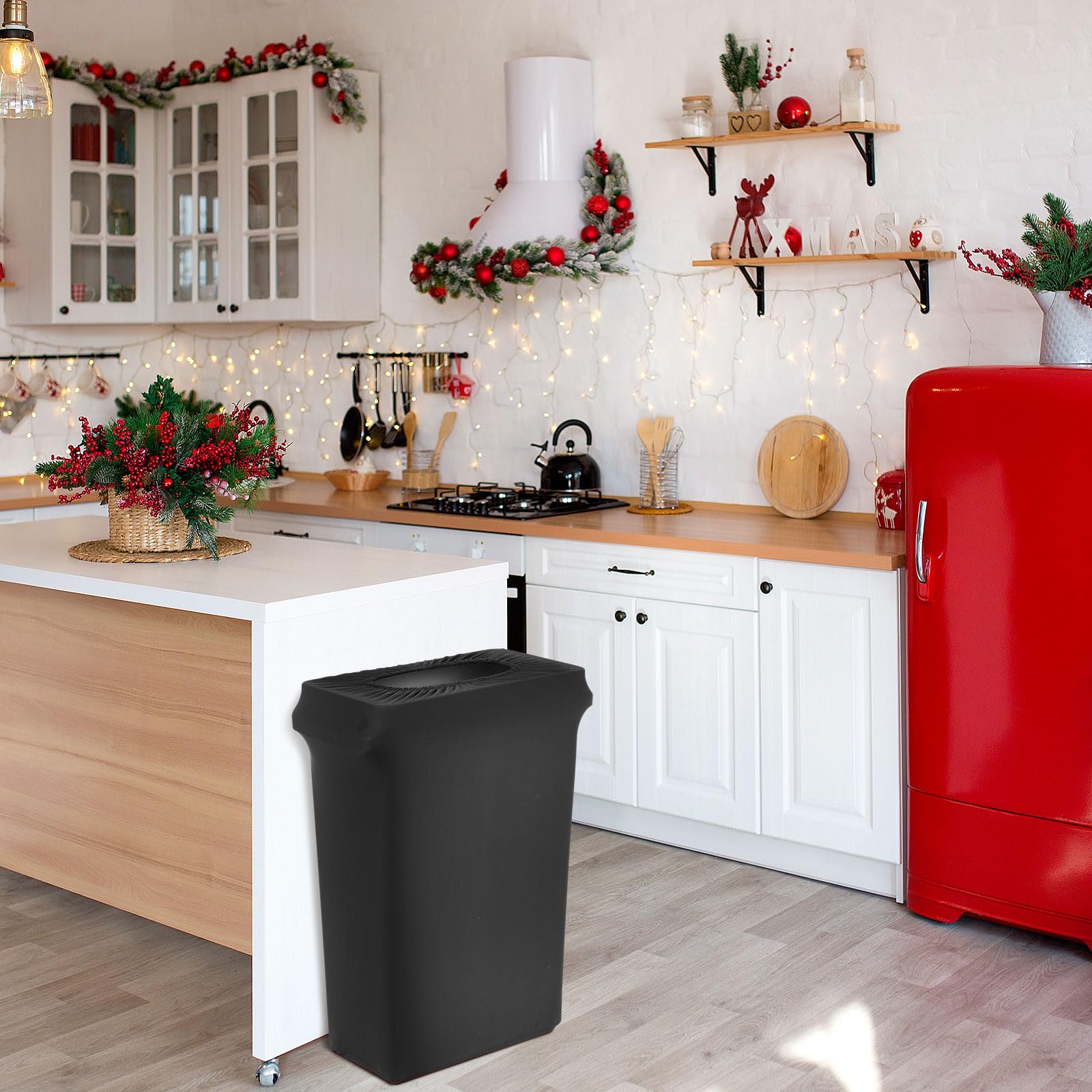 Windyun 20-Pack 23 Gallon Stretchable Spandex Trash Can Covers - Black Elastic Garbage Bin Liners for Weddings, Parties, Fundraisers & Home Decor | Fits Standard Kitchen & Outdoor Trash Cans (Cans Not Included)