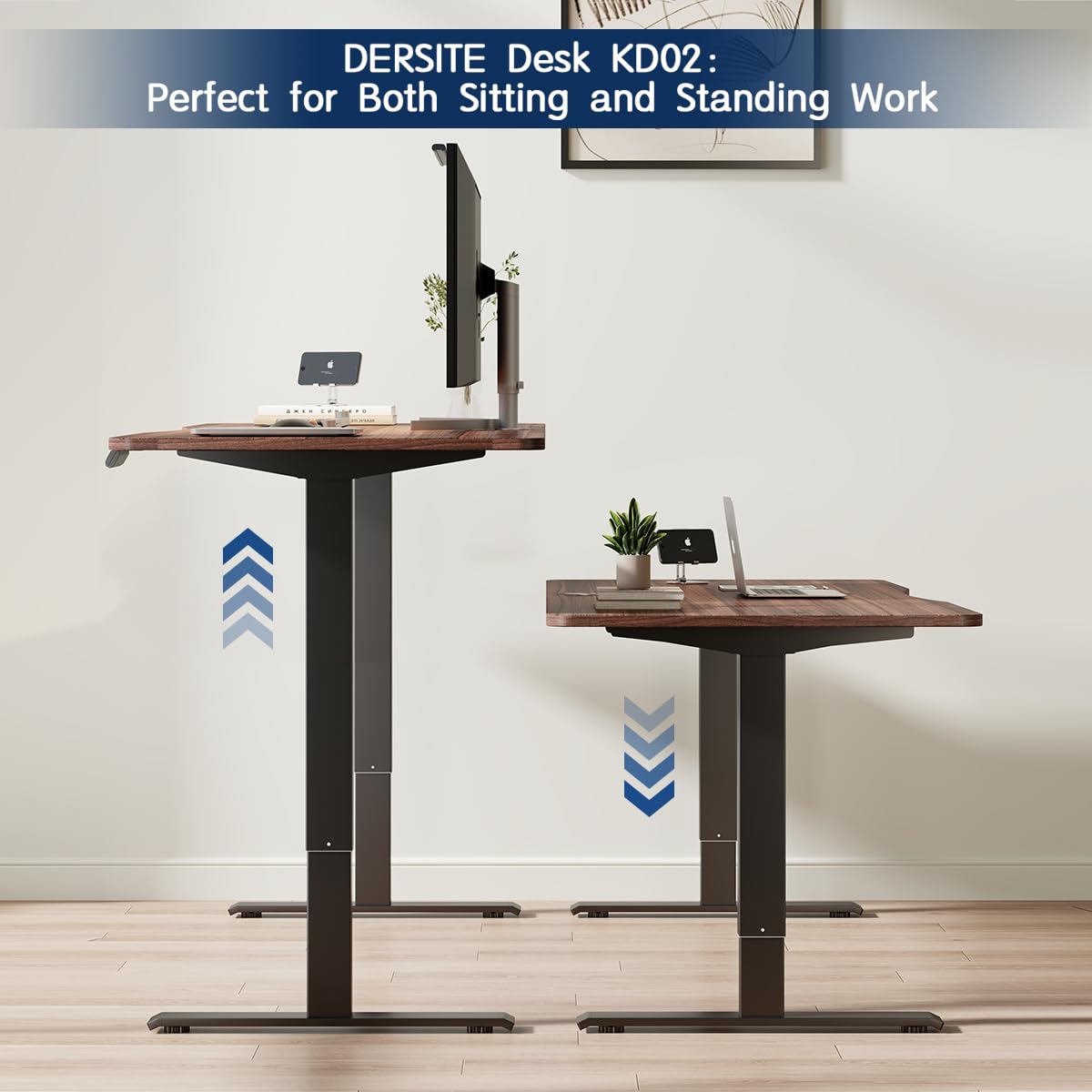 Electric Adjustable Standing Desk Frame with 3 Memory Height Settings - Ergonomic Stand Up Desk Base for Home & Office Workstation - Perfect for Remote Work, Gaming & Study