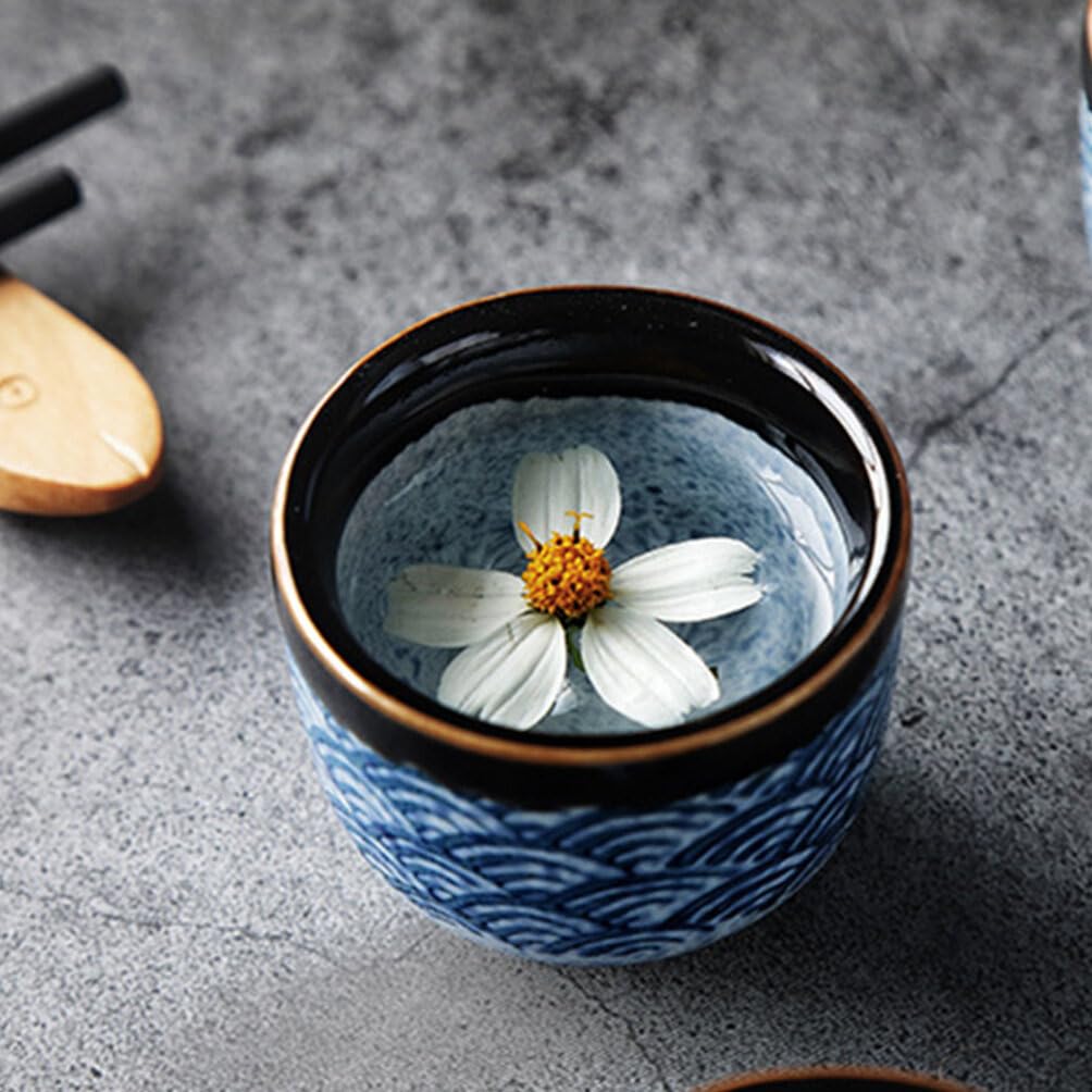 Yardwe 4-Piece Japanese Style Ceramic Tea & Sake Cup Set - Traditional Asian Tea Cups, Sake Mugs, and Coffee Cups for Home, Restaurant, and Gift Use