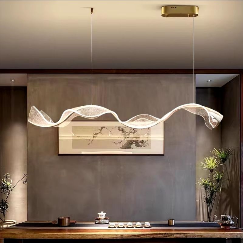 Modern Ocean Wave Pendant Chandelier - Stylish Ceiling Light Fixture for Kitchen Island, Dining Room, or Living Room Decor - Water-Inspired Design for Coastal & Nautical Theme Home Lighting