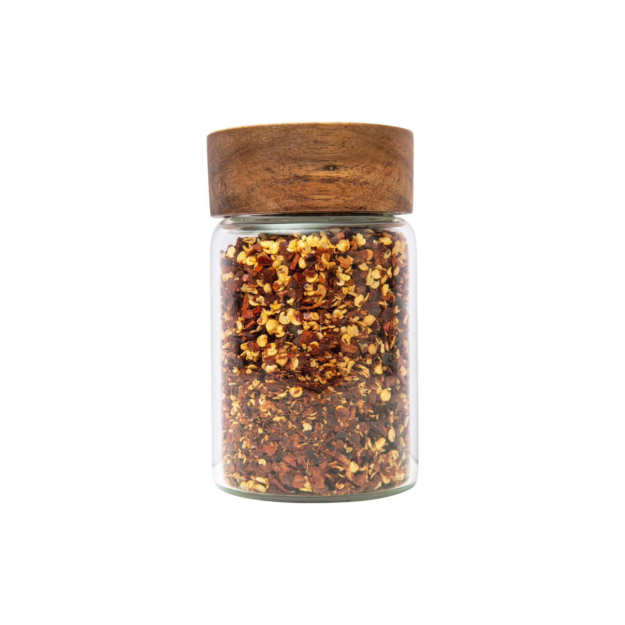 Premium Acacia Wood Glass Jar Set - 4-Piece Pantry Organization Kit for Spices, Coffee, Tea & Sugar - Perfect for Kitchen Storage & Home Decor