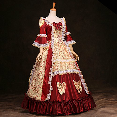 Elegant Victorian Ball Gown for Women - Long Sleeve Rococo Masquerade Party Dress | Perfect for Costume Parties, Renaissance Fairs & Historical Reenactments