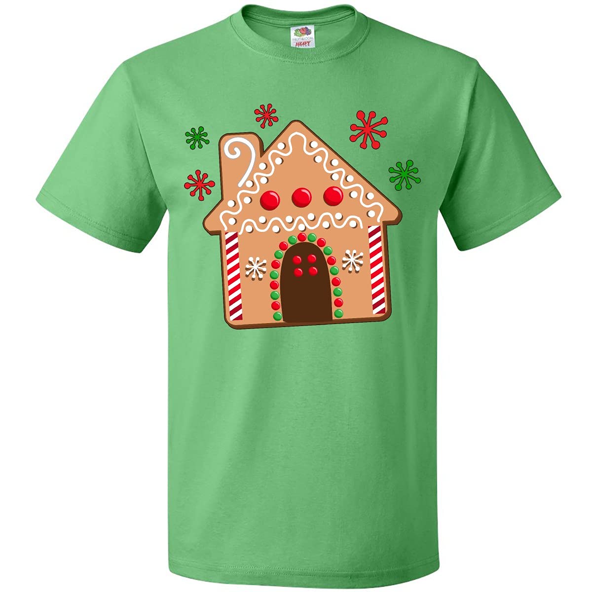 Inktastic Gingerbread House Cookie with Snowflakes Christmas T-Shirt - Festive Holiday Apparel for Family Gatherings, Winter Parties & Ugly Sweater Contests