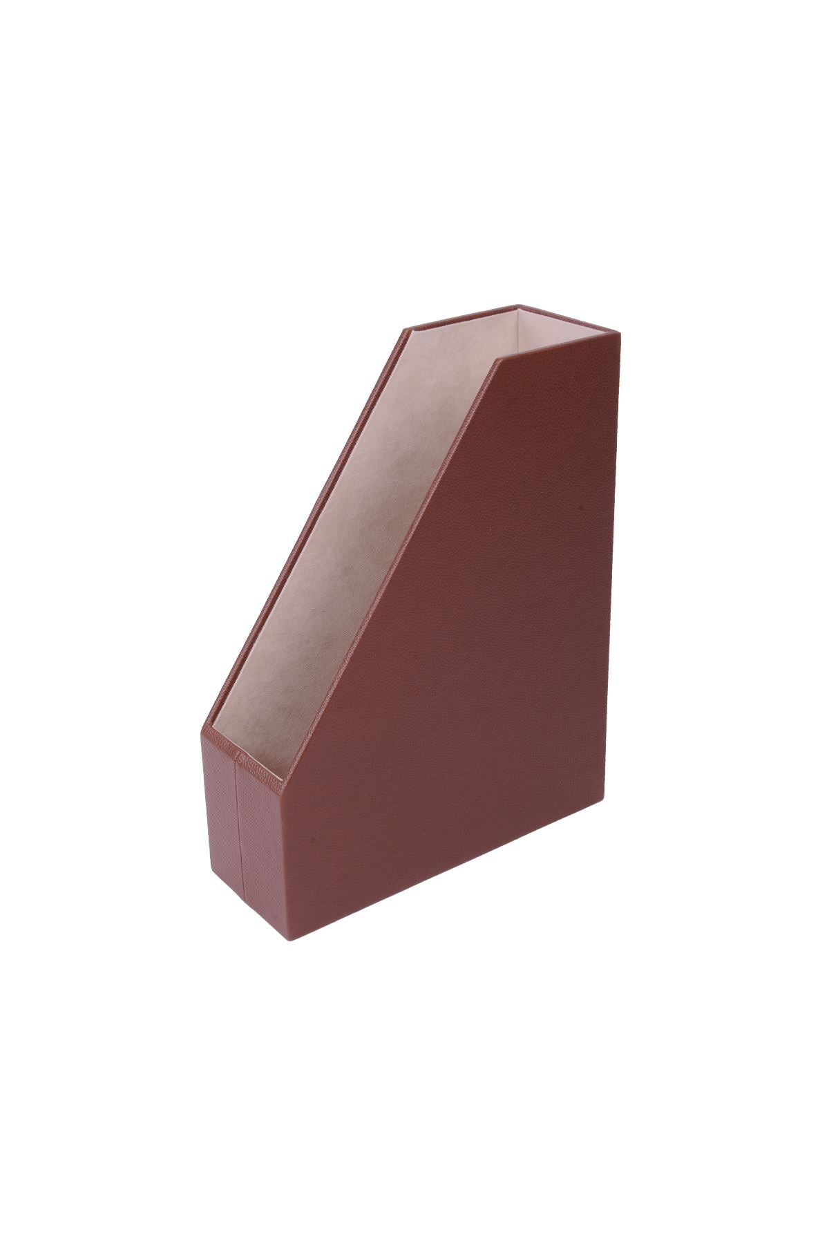 MOOG Faux Leather Magazine Holder & File Organizer - Stylish Desktop Storage for Office, Home, or Dorm Room Organization