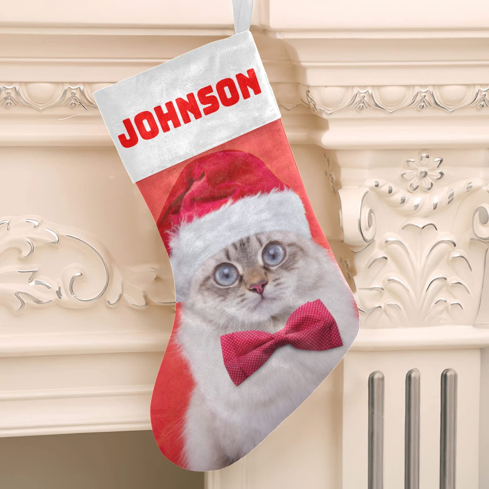 Personalized Christmas Stockings for Cats & Dogs - Custom Name Embroidered Xmas Pet Stocking Gift 17.5x8 Inch - Perfect for Fireplace Decor, Pet Lover Presents & Holiday Home Decor