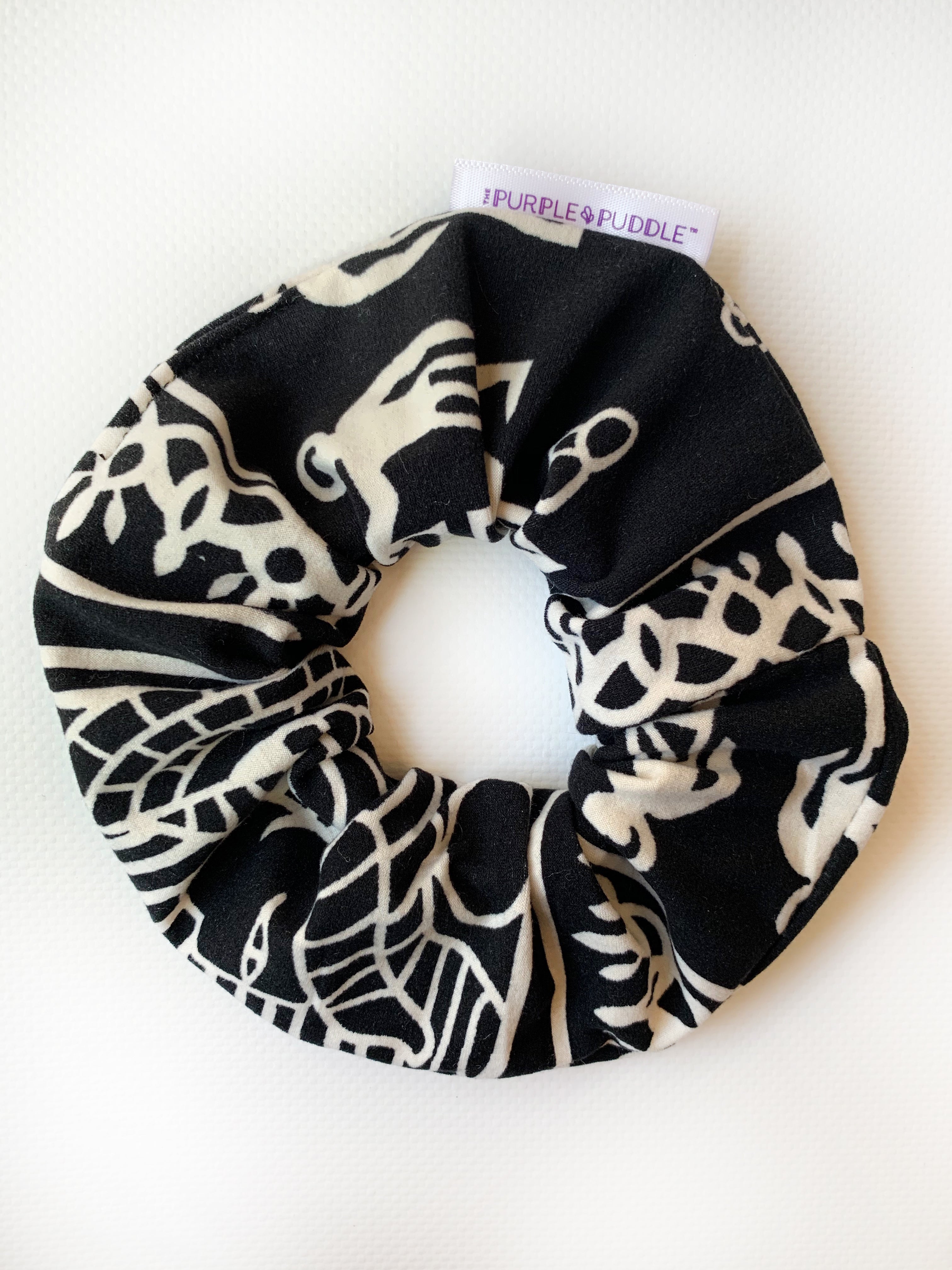 Black Hieroglyphics Scrunchie Hair Ties - Egyptian Style Fashion Accessories for Women & Girls - Perfect for Workouts, Yoga, and Everyday Hairstyles
