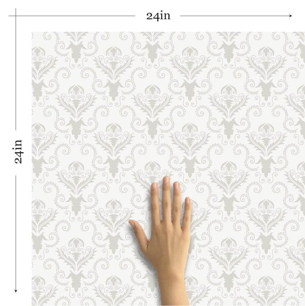 Beige and Taupe Damask Peel & Stick Removable Wallpaper - Self-Adhesive Decor for Bedroom, Living Room & Office