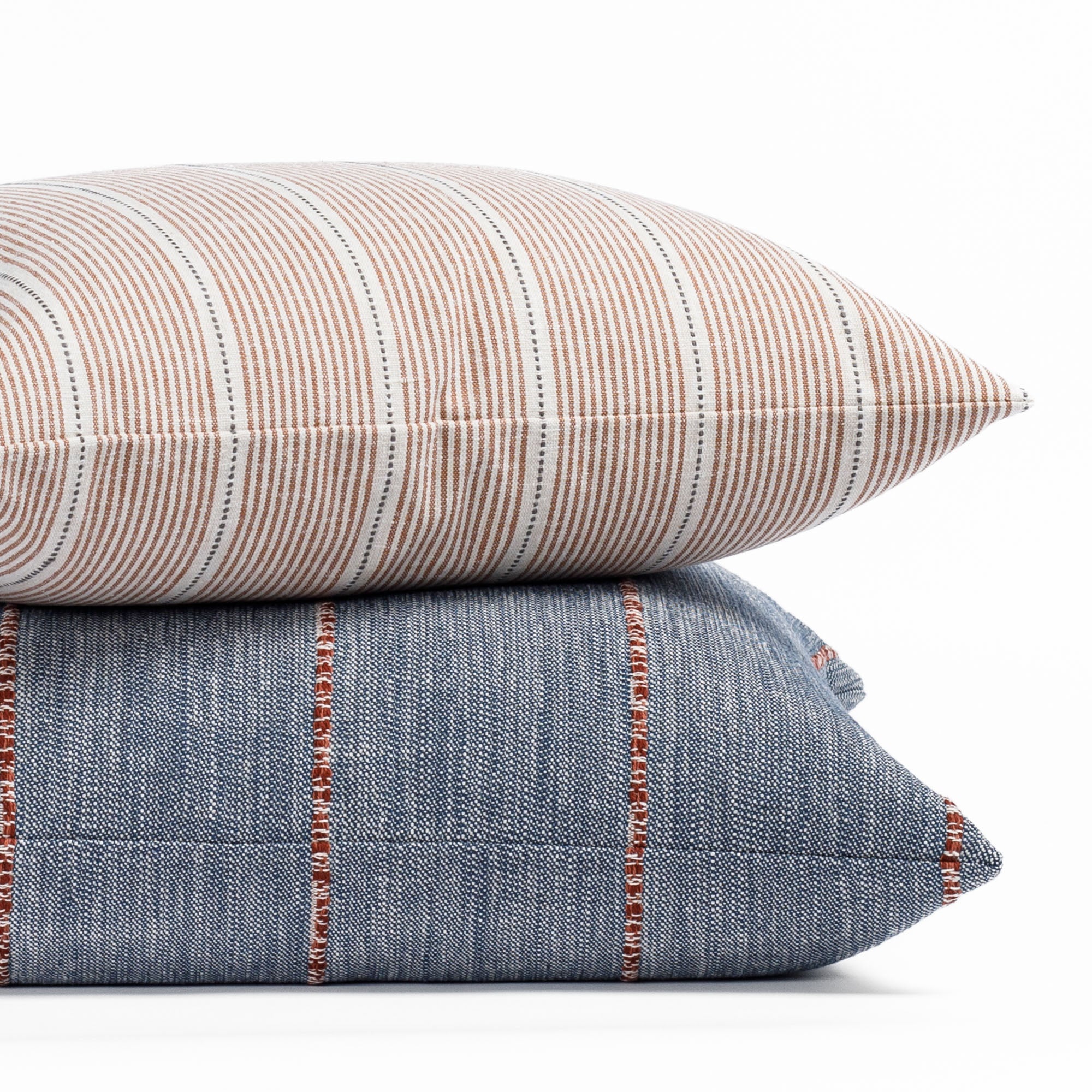 Harper Stripe 20x20 Decorative Throw Pillow Cover - Burnt Sienna Orange Cushion Case for Sofa, Bed, Couch & Home Decor