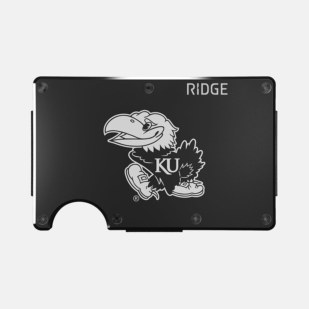 Ridge Wallet for Men - Slim RFID Blocking Minimalist Front Pocket Wallet - Kansas Jayhawks Team Design - Perfect for Everyday Carry, Travel & Gifts
