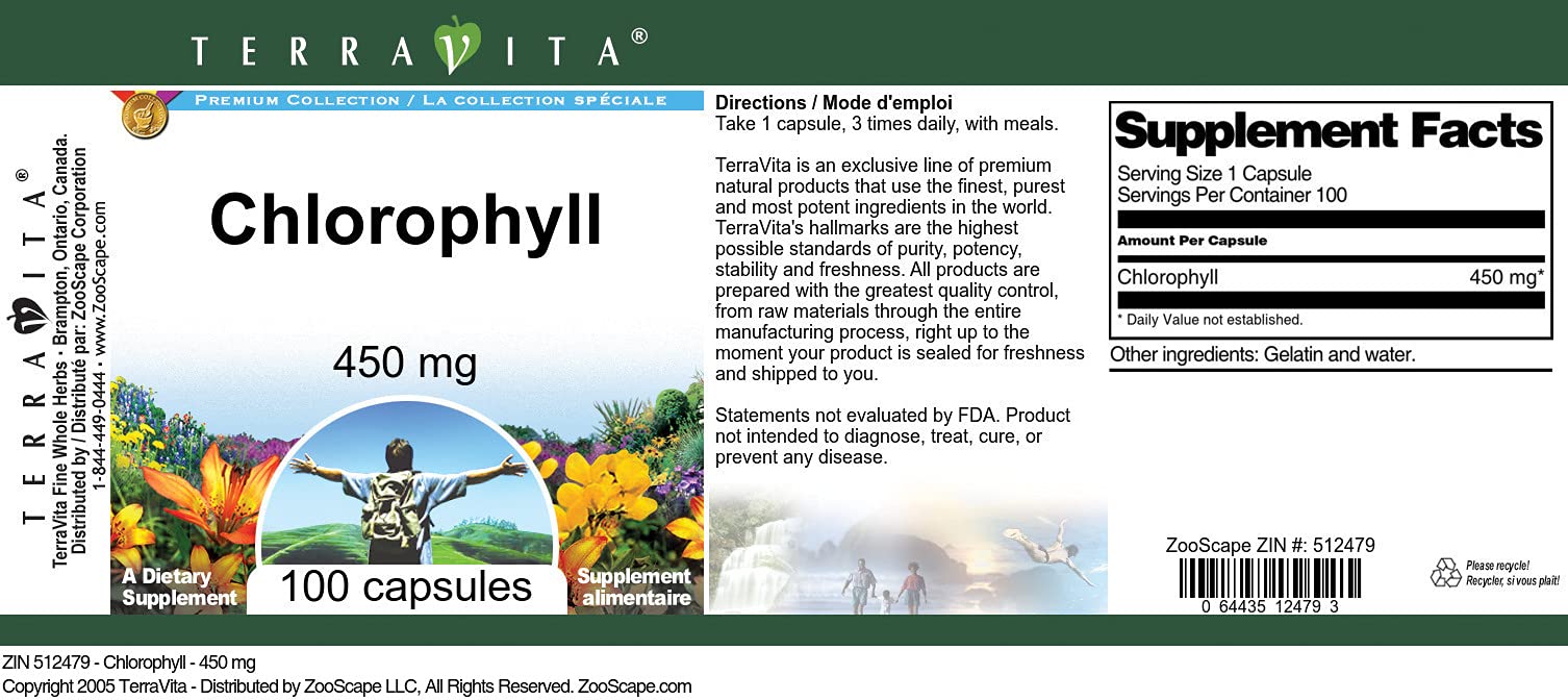 Premium Chlorophyll 450mg Supplement - 100 Capsules (Pack of 2) | Natural Detox & Energy Boost | Supports Skin Health & Immune System | Perfect for Daily Wellness & Active Lifestyles