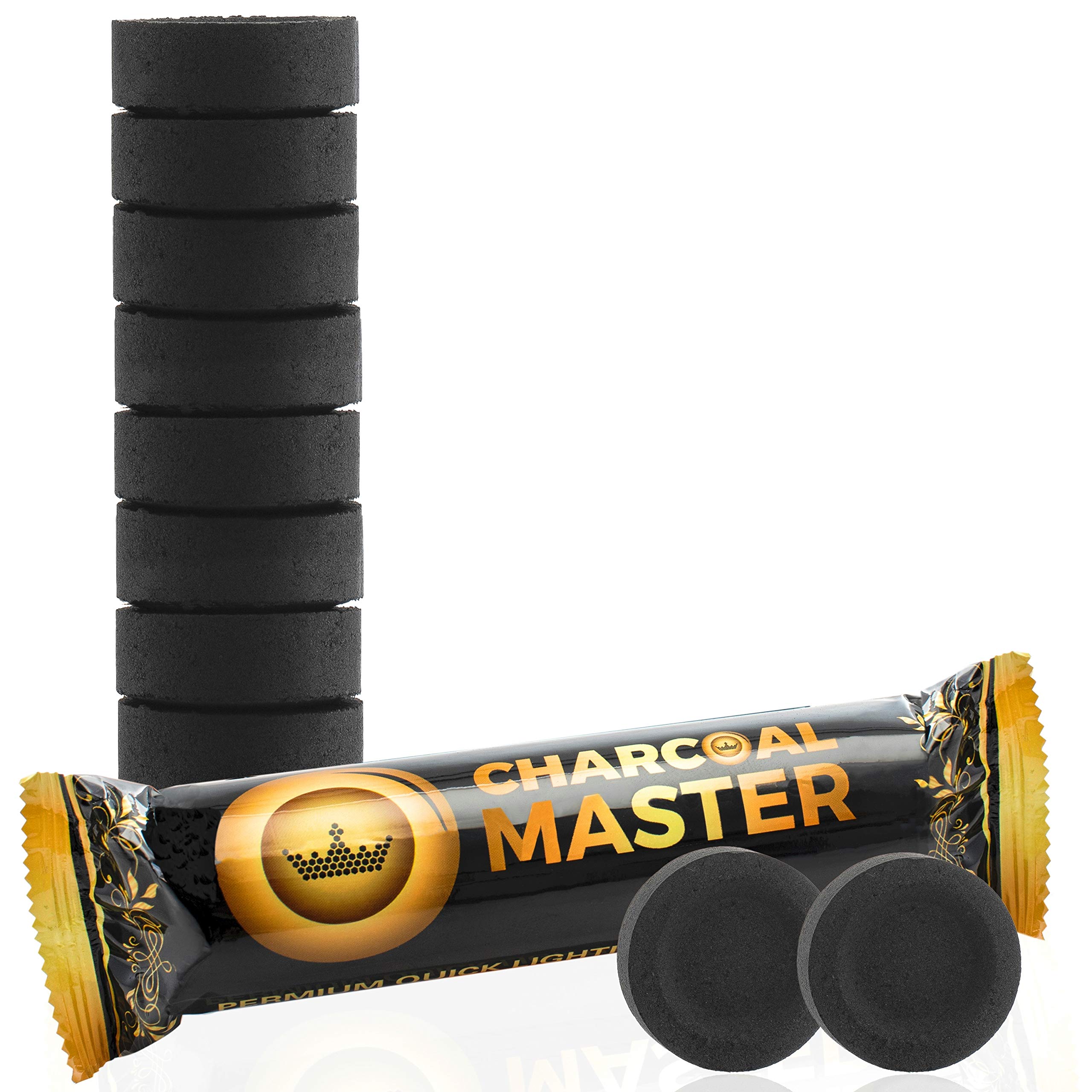 Instant Light Charcoal Disks - 100 Pack of 40mm Quick Lighting Coal Briquettes for Hookah, Incense & BBQ - Slow Burning Low Smoke Natural Charcoal Tablets - Perfect for Home Use, Outdoor Cooking & Relaxation