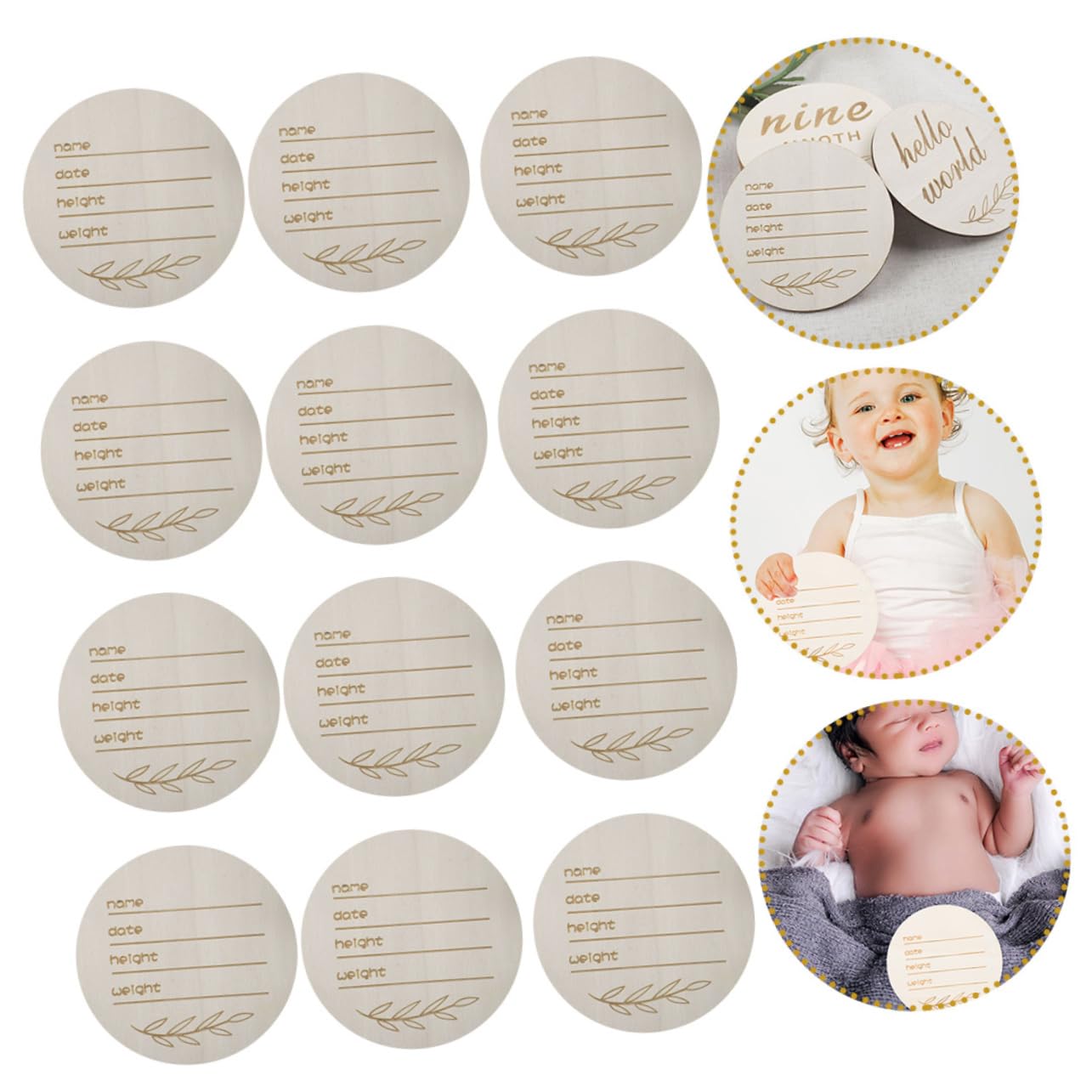 Wooden Baby Name Sign - Round Nursery Decor for Birth Announcement & Gifts