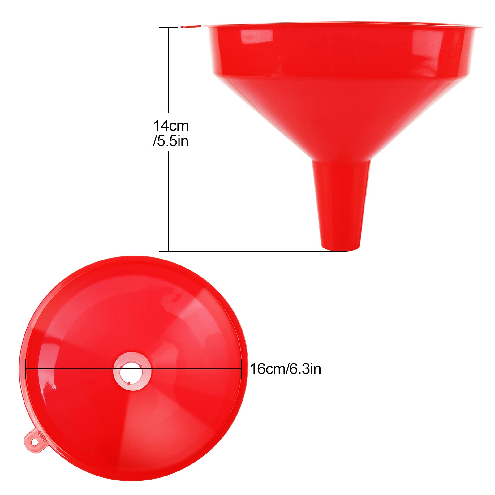 10Pcs Plastic Funnel Set - 6.3 Inch Wide Mouth Oil Funnels for Automotive, Kitchen & Home Use - Durable Red Gas Funnels with Long Spout for Easy Pouring - Perfect for Car Maintenance, Cooking Oil Transfer & DIY Projects