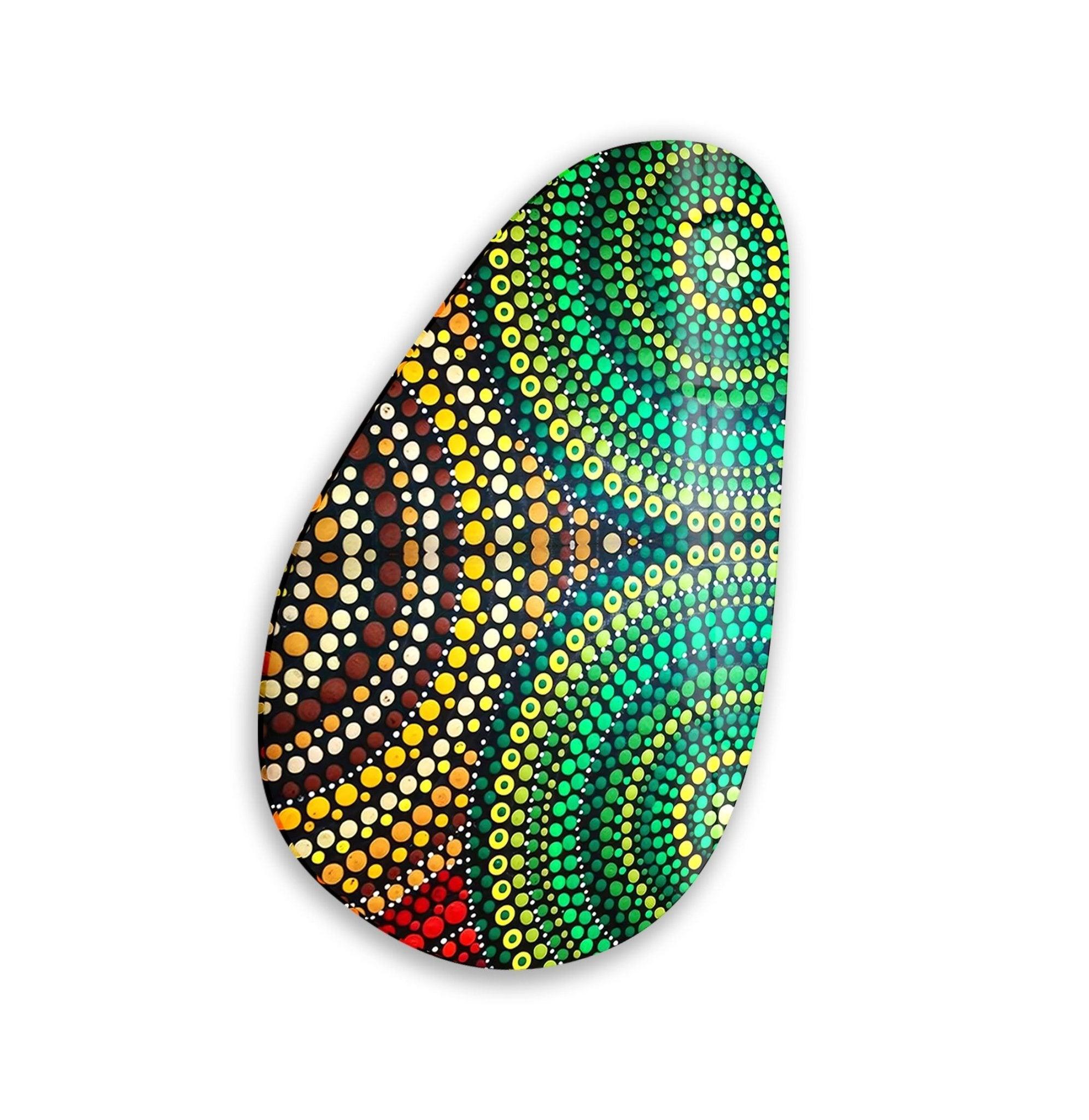 Asymmetrical Oval Mosaic Green Glass Wall Art - Handmade Modern Home Decor for Living Room, Bedroom, or Office - Unique Abstract Wall Hanging for Interior Design