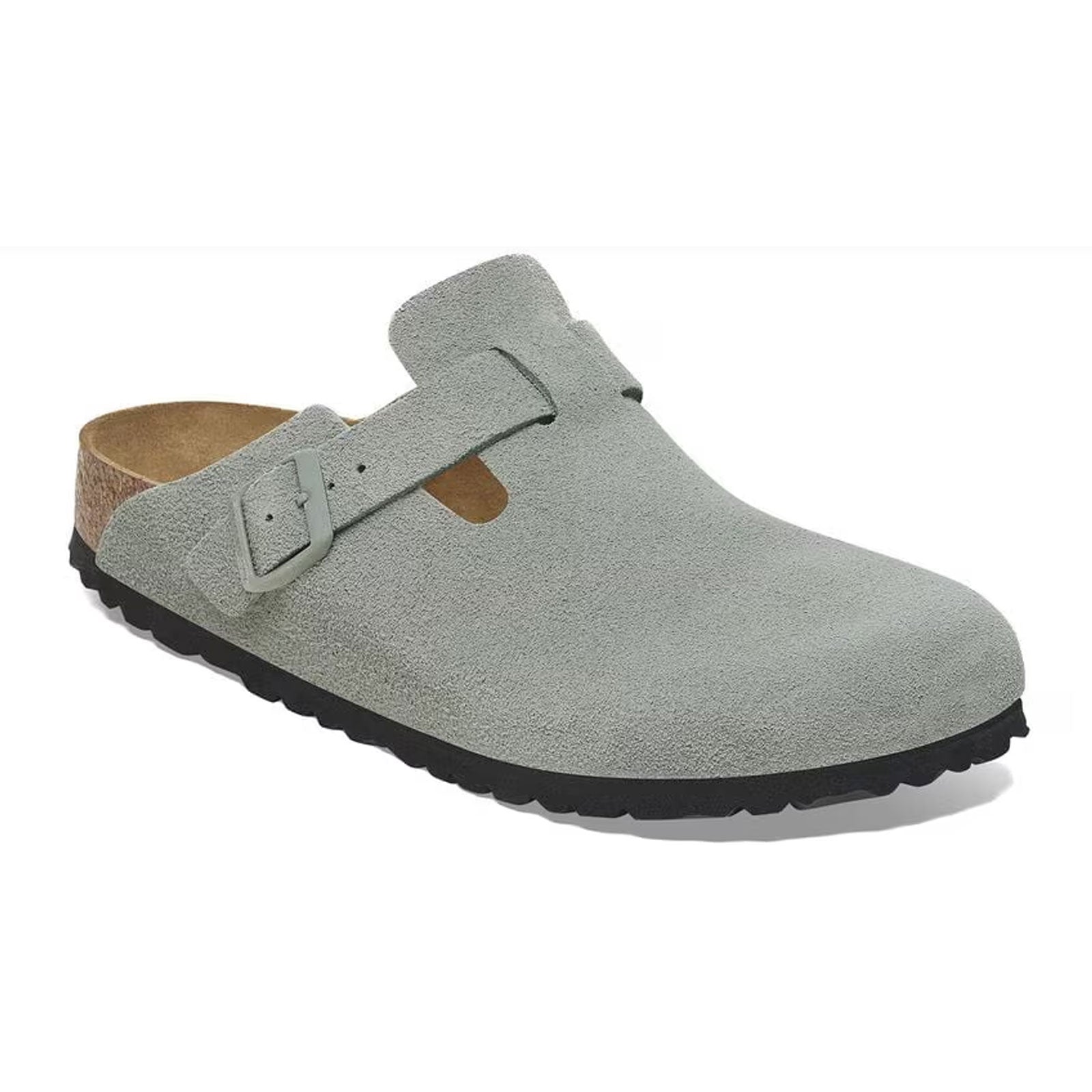 Birkenstock Boston Soft Footbed Narrow Clog for Women - Pure Sage Suede Leather Comfortable Slip-On Shoes | Perfect for Home, Office & Casual Wear