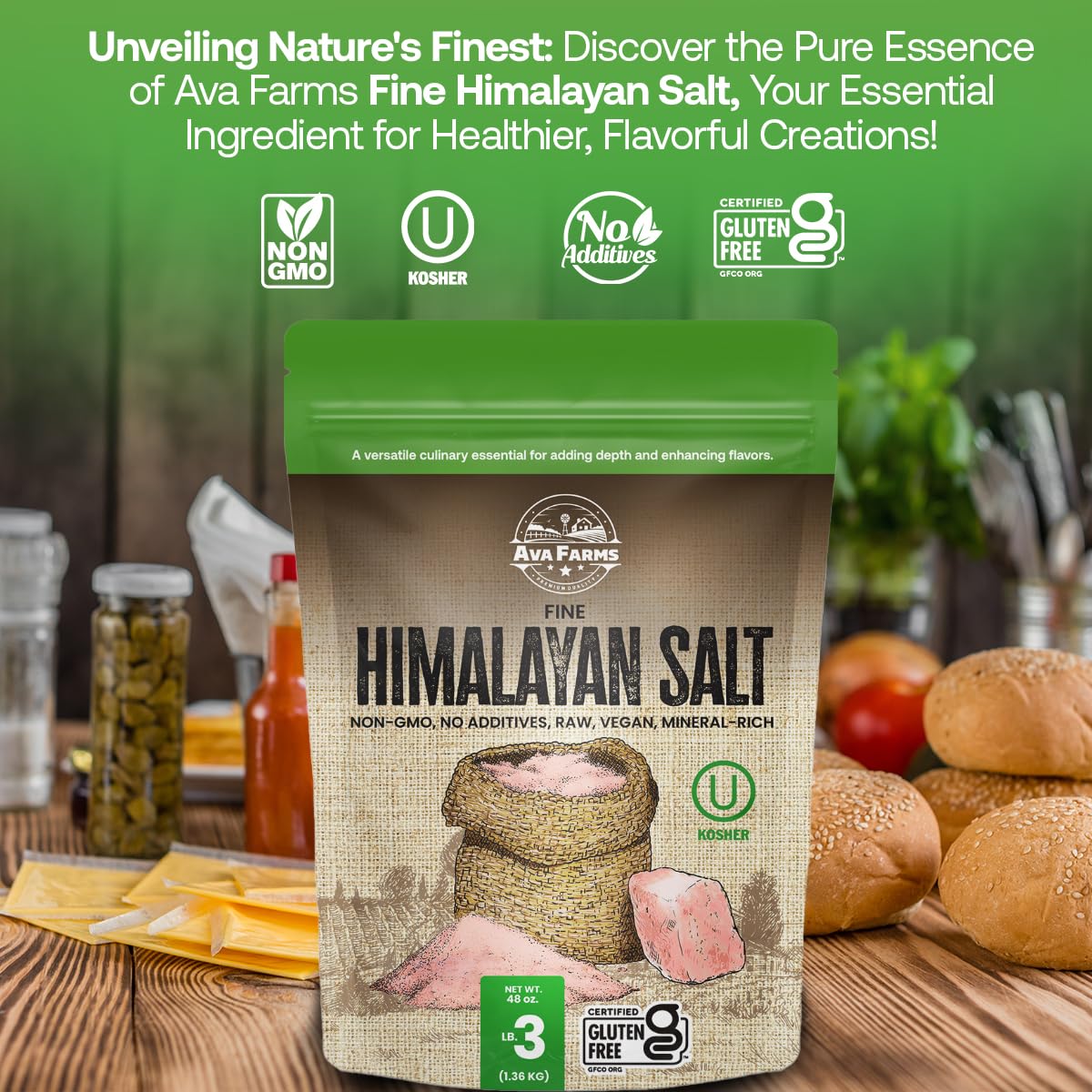 Premium Himalayan Pink Salt Fine Grain - 3 Lb Resealable Bag | Gluten-Free, Non-GMO, Vegan, Kosher & Mineral Rich | Ideal for Cooking, Baking & Seasoning