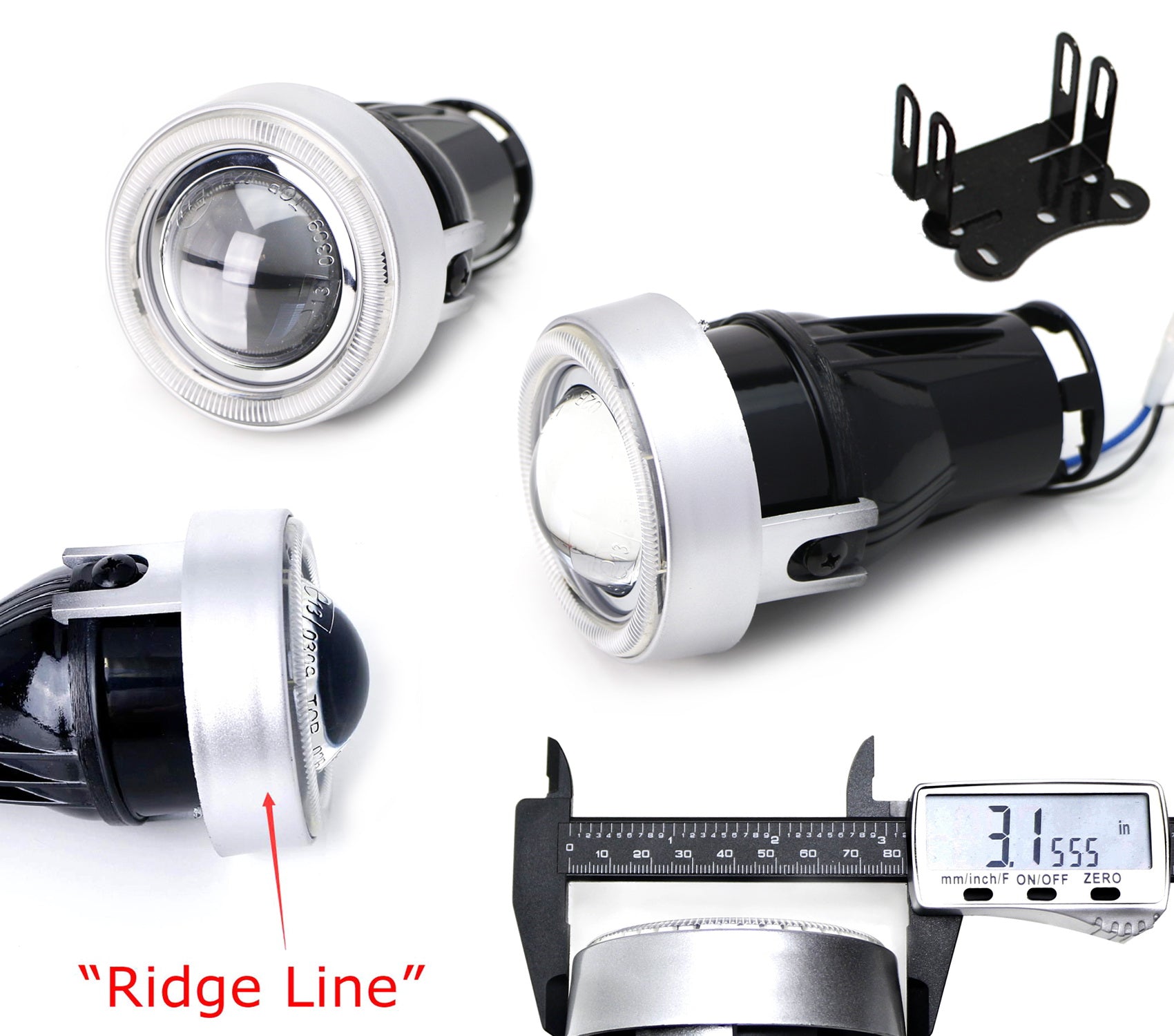 Super Bright 40 LED Halo Angel Eyes Projector Fog Lights with Red Rings - High Performance Car Lighting for Night Driving & Off-Road Adventures