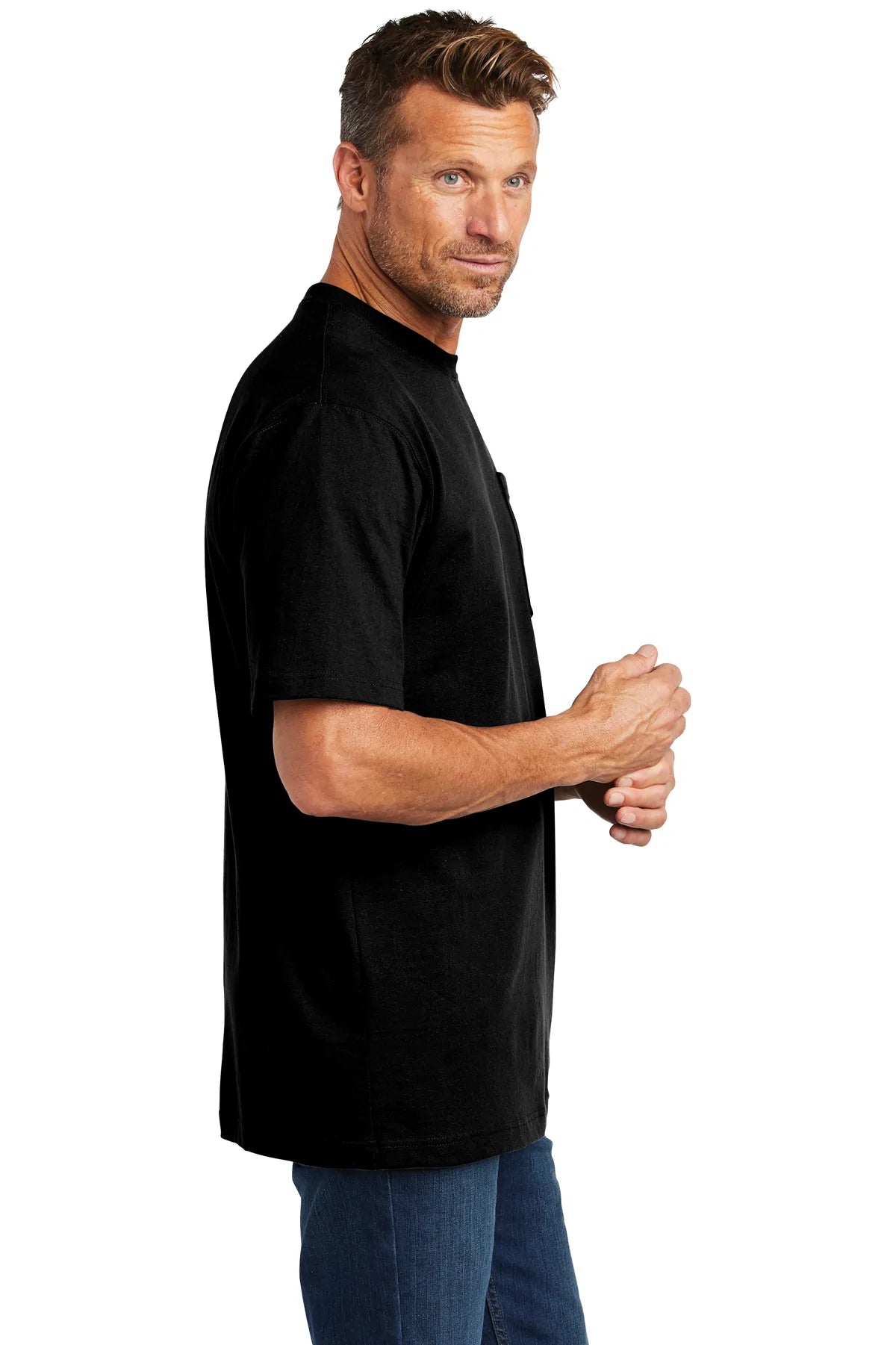 Carhartt Workwear Custom Pocket T-Shirts for Men - Durable Black Cotton Tee for Construction, Farming & Outdoor Work