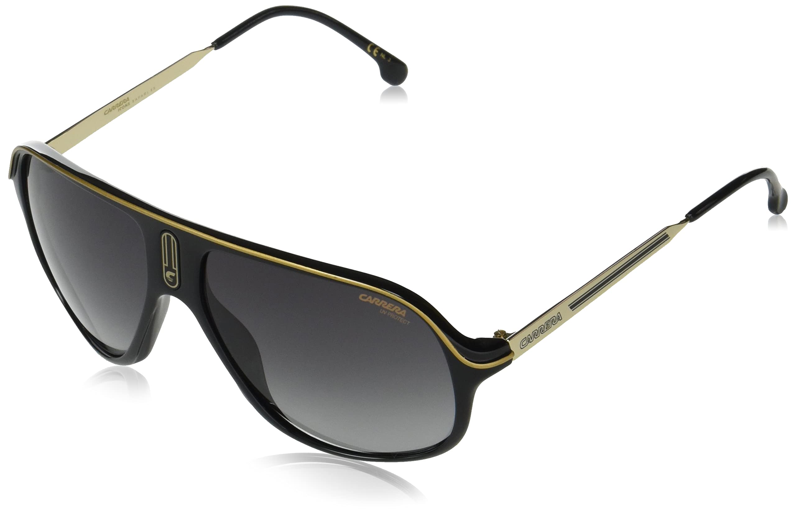 Carrera Safari 65 Black/Dark Gray Gradient Sunglasses - UV Protection Polarized Lenses for Men & Women - Perfect for Driving, Beach, and Outdoor Activities