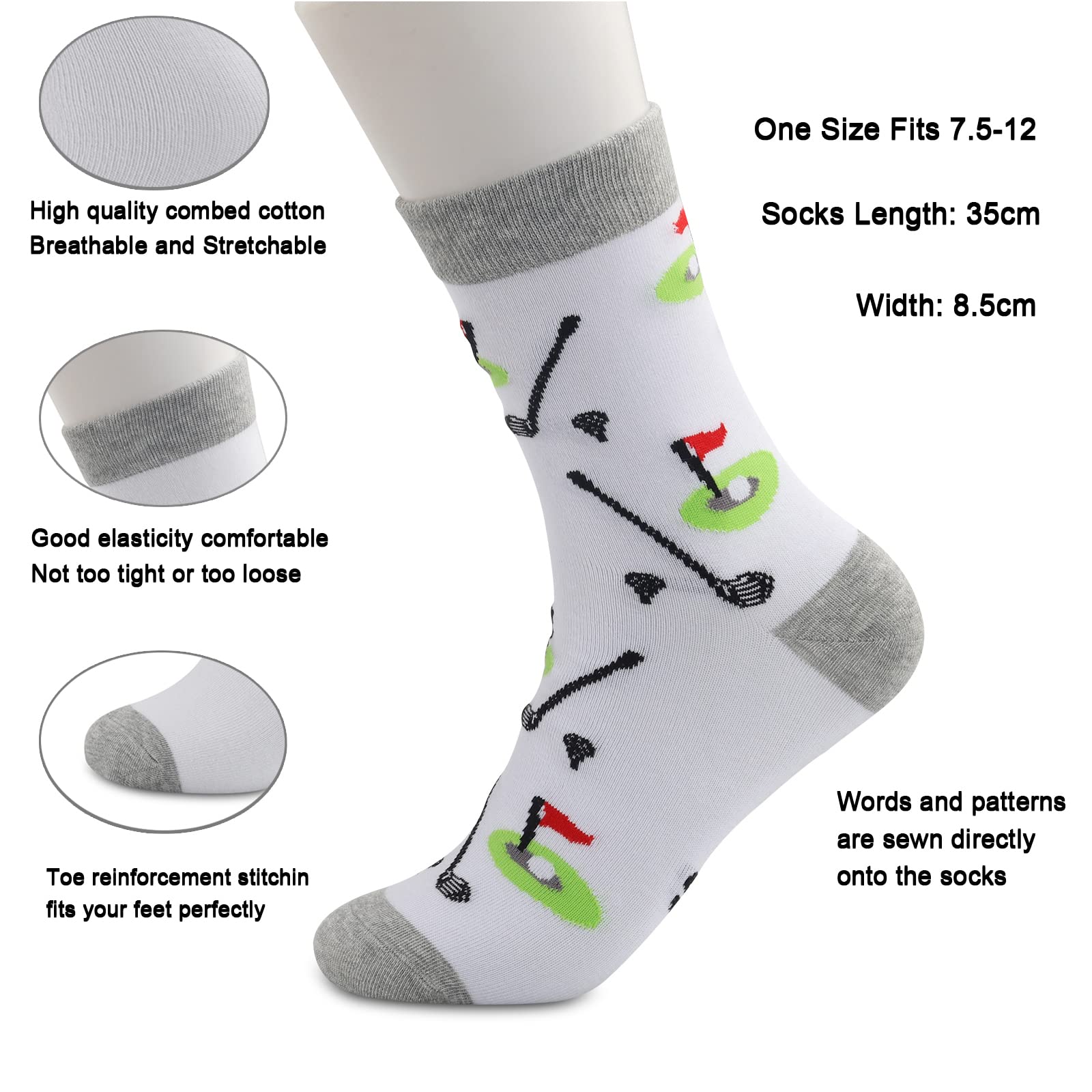 Funny Golf Socks for Women - 2 Pairs Novelty Socks for Female Golf Lovers | Perfect Golf Gifts for Her, Golf Tournament Prizes & Casual Wear
