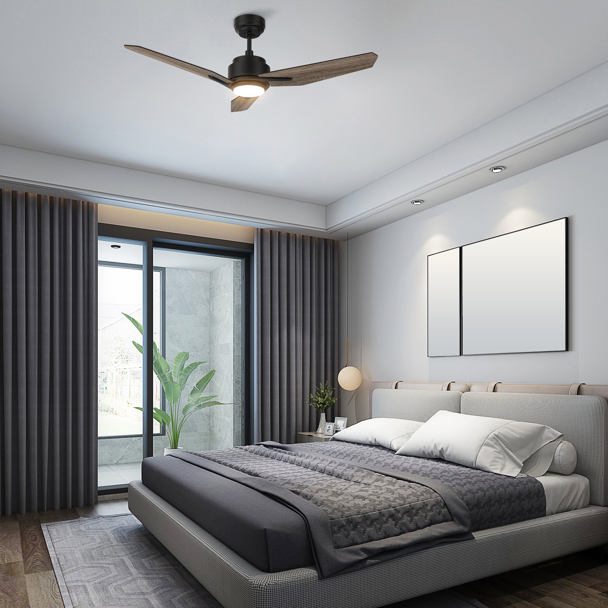 Tilbury 52 Inch Smart Ceiling Fan with LED Light and Remote Control - Indoor/Outdoor Use for Bedroom, Living Room, Patio, and Covered Porch