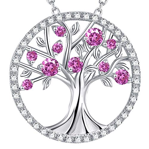 S October Birthstone Pink Tourmaline Necklace