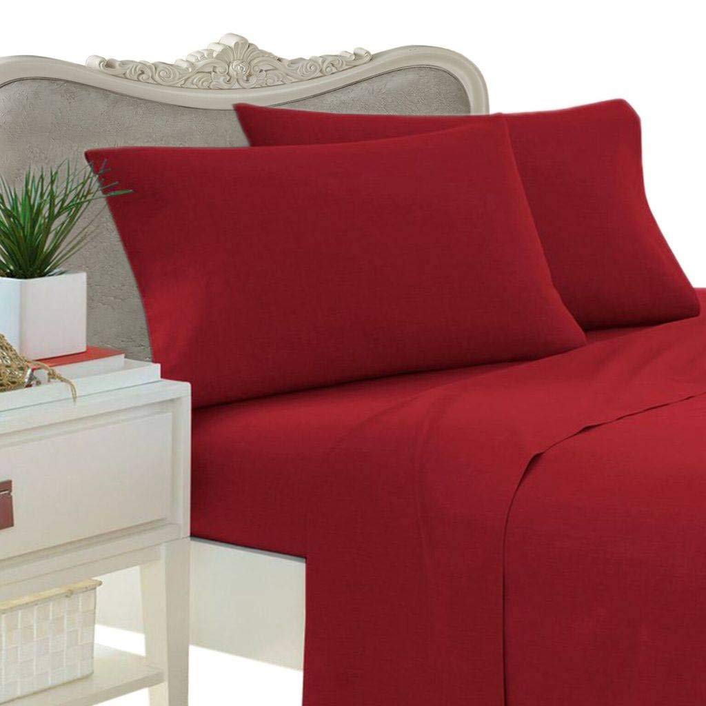 8-Piece Italian 1500 Thread Count Egyptian Cotton Goose Down Comforter Set - King Size Bed in a Bag with Sheets & Duvet Cover in Red | Luxury Bedding for Master Bedroom & Guest Room
