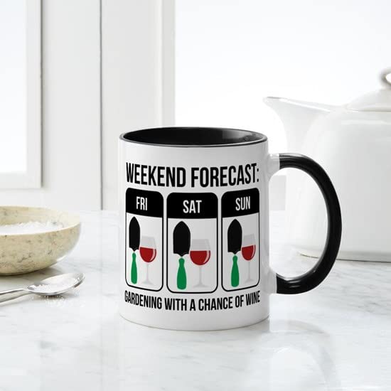 CafePress Weekend Forecast 11 oz (325 ml) Ceramic Coffee Mug - Perfect for Home, Office & Gifts - Enjoy Your Morning Coffee or Tea