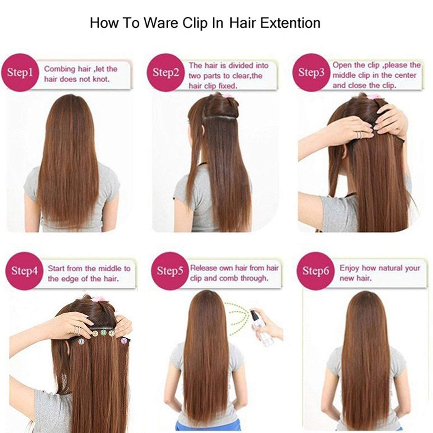 Wizme Straight Hair Extensions for Women & Girls - Clip-In Human Hair Extensions with French Twist Bun Maker (Black) | Perfect for Parties, Weddings & Everyday Styling
