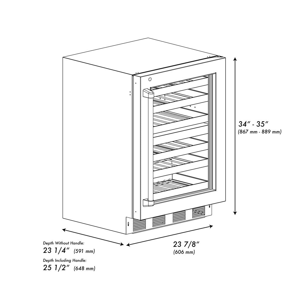 ZLINE Autograph Edition 24 Inch Dual Zone 44 Bottle Wine Cooler with Stainless Steel Glass Door & Polished Gold Handle - Perfect for Home Bars, Restaurants, and Wine Cellars (RWDOZ GS 24 G)
