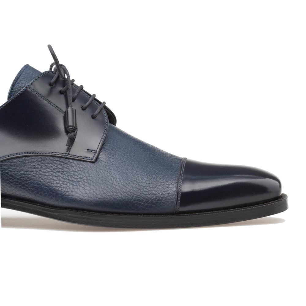 Mezlan Soka Blue Cap Toe Dress Shoes for Men - Premium Leather Oxfords for Business, Formal & Wedding Occasions