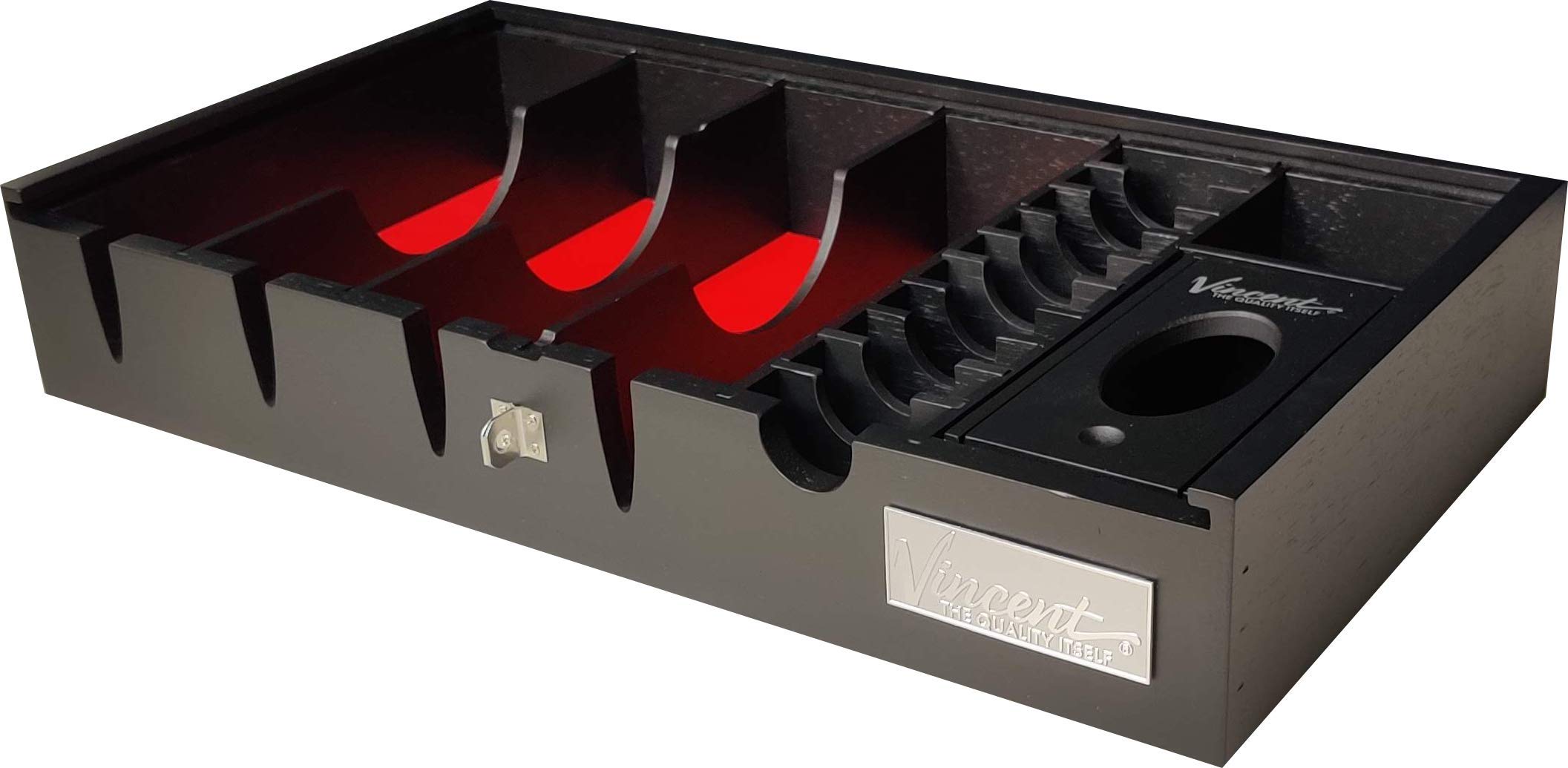 Vincent 6-Slot Countertop Tray Organizer - Black | Desktop Storage Solution for Office, Kitchen, Bathroom & Entryway | Perfect for Keys, Mail, Utensils & Small Essentials