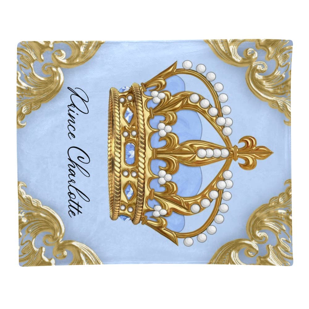 Personalized Gold Prince Crown Fleece Blanket 50