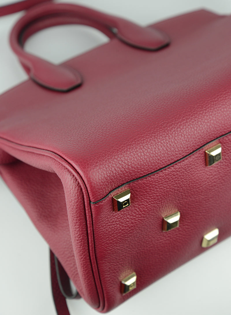 Ferragamo The Studio Bag in Cherry Red - Luxury Leather Handbag for Women, Perfect for Office, Parties & Everyday Use
