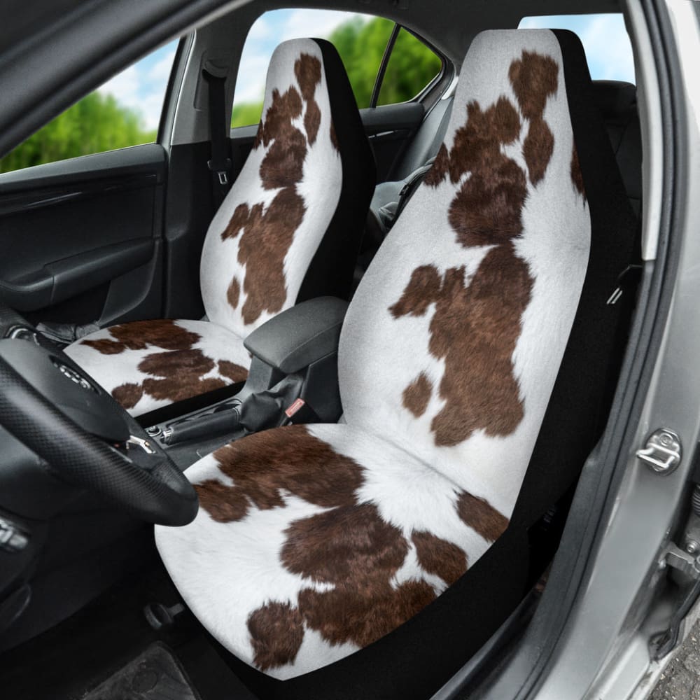 Premium Brown Cowhide Print Custom Car Seat Covers - Perfect Gift for Car Enthusiasts | Ideal for SUVs, Trucks & Sedans | Durable & Stylish Protection