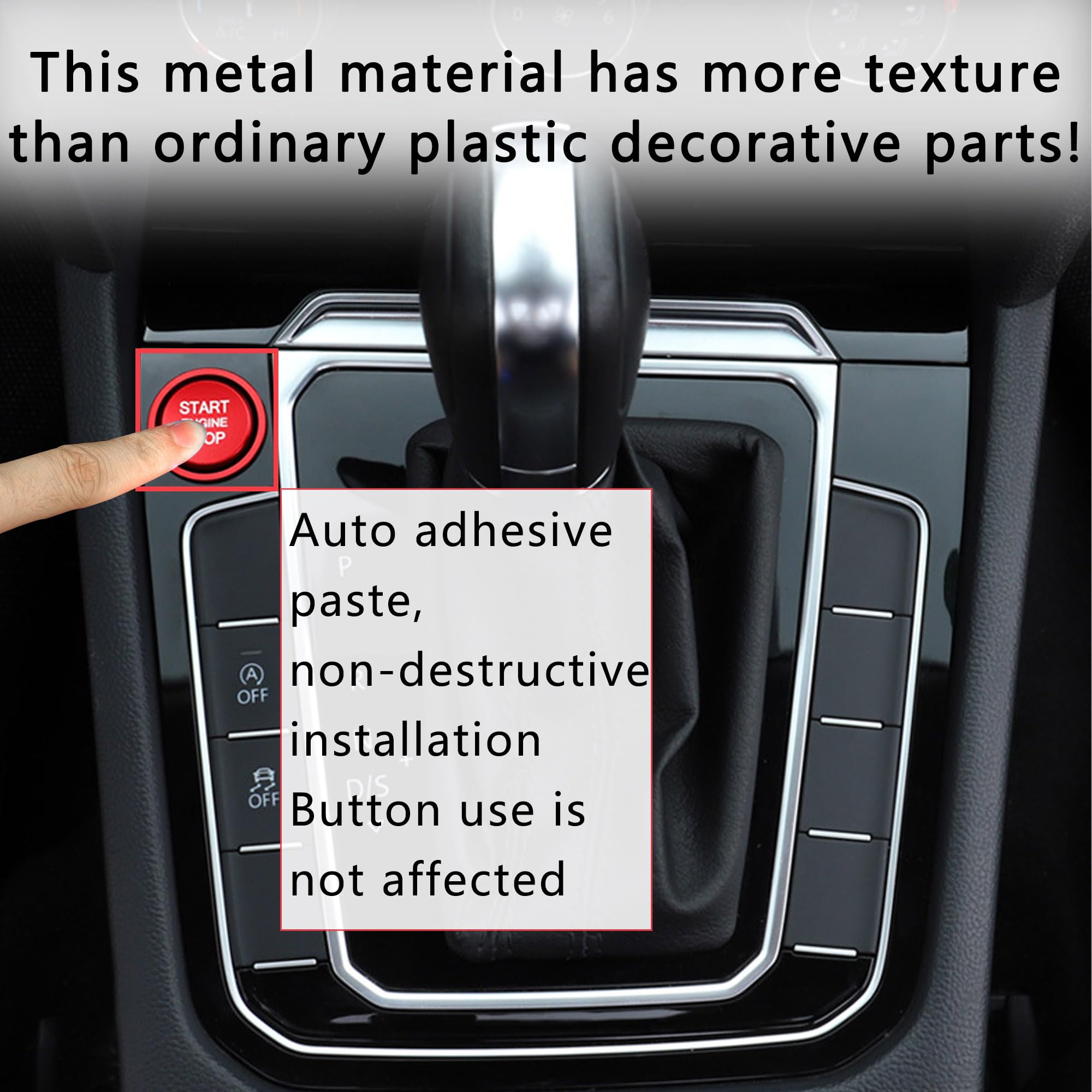 Premium Aokdom Aluminum Car Push Start Button Cover for Audi - Red Engine Start Stop Button with Metal Ring, Stylish Car Interior Accessories for Enhanced Vehicle Decor and Ignition Upgrade