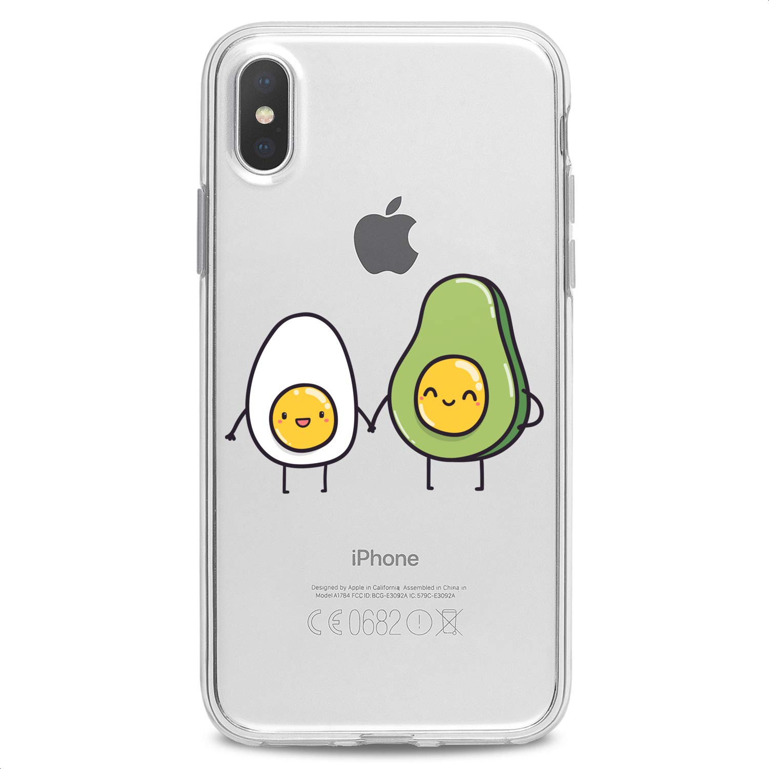 Premium TPU Phone Case for iPhone 16/15/14/13/12/11 Pro Max/Plus/Mini/Xs/Xr/X/8+/7/6/5/SE - Funny Avocado Friends Design, Slim Clear Flexible Silicone Cover (Green/Yellow) - Perfect for Everyday Protection & Cute Style